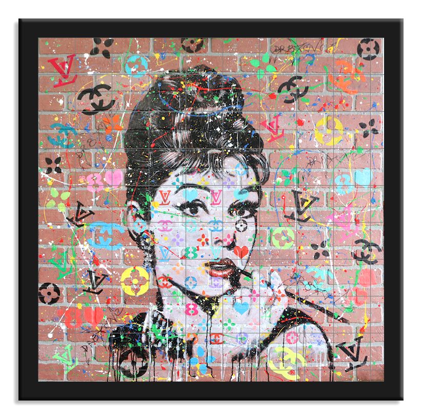 Audrey 8 Love - Original Painting on Brick Wall Panel