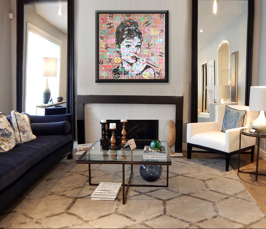 Audrey 8 Love - Original Painting on Brick Wall Panel
