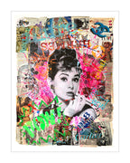 Audrey Time- Original Collage Painting on Paper