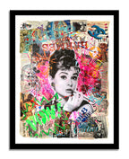 Audrey Time- Original Collage Painting on Paper