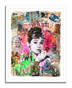 Audrey Time- Original Collage Painting on Paper