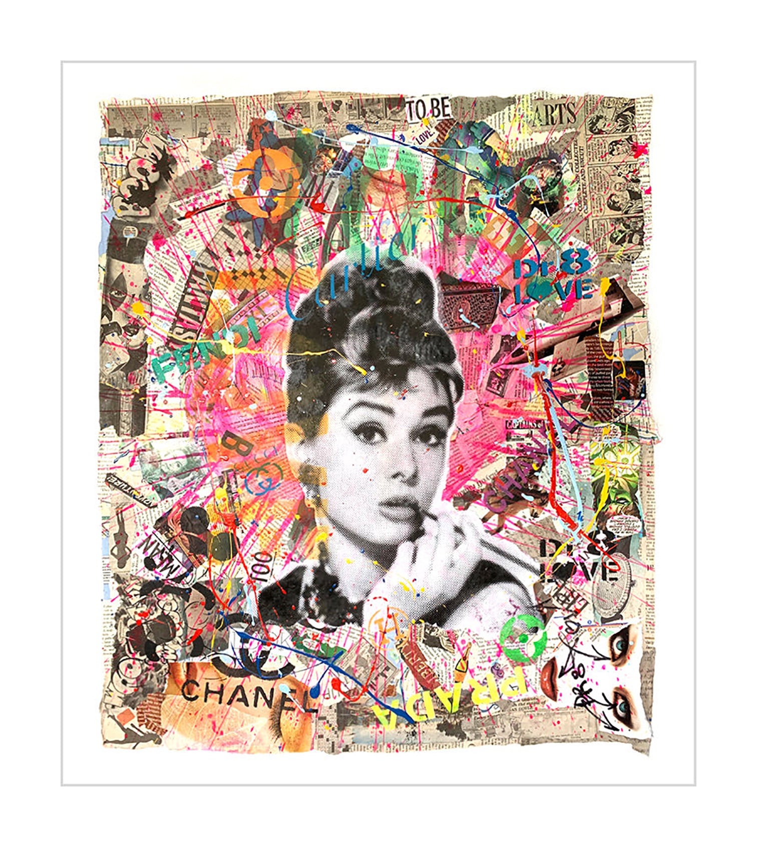 Audrey Fantasy- Original Collage Painting on Paper