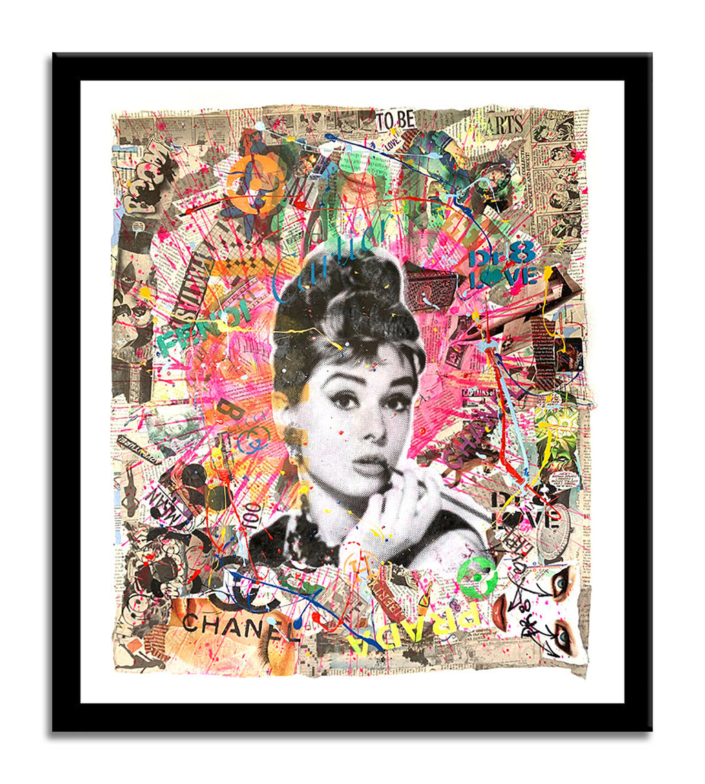Audrey Fantasy- Original Collage Painting on Paper