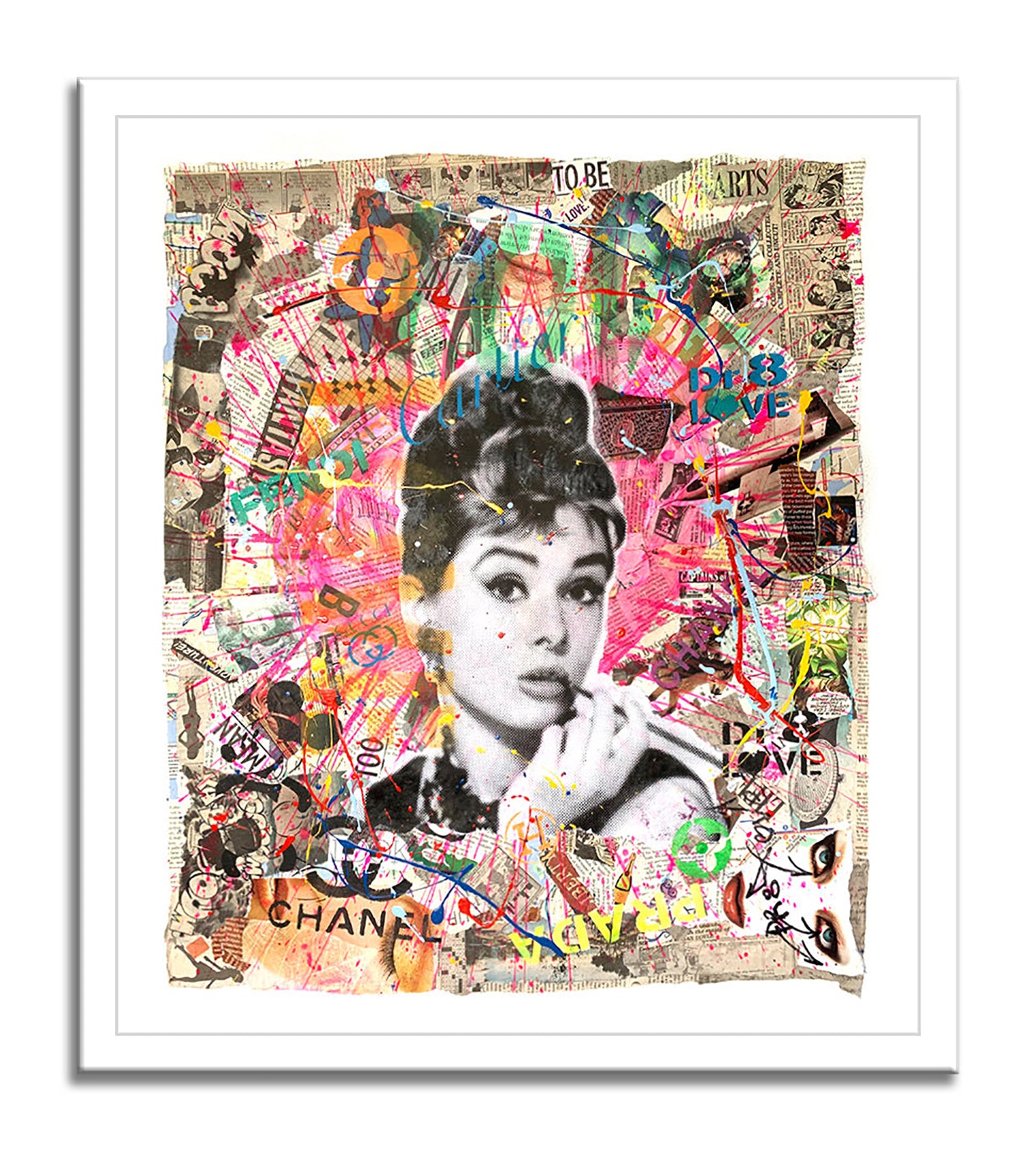 Audrey Fantasy- Original Collage Painting on Paper