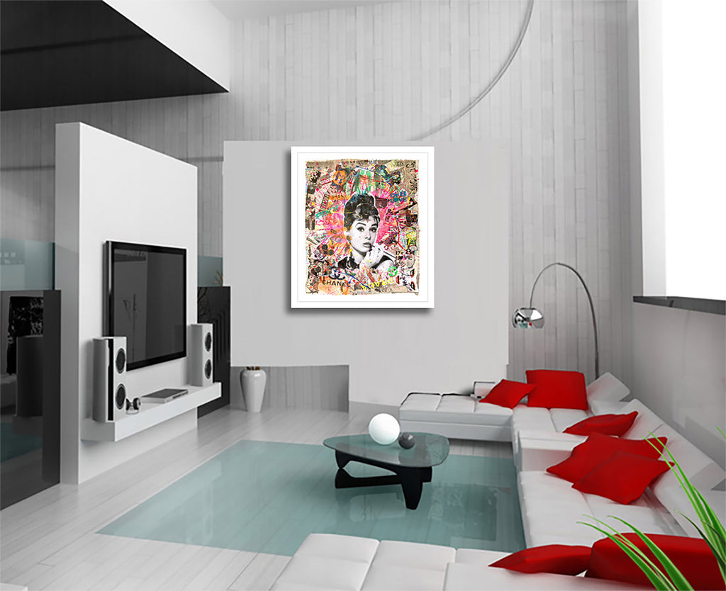 Audrey Fantasy- Original Collage Painting on Paper