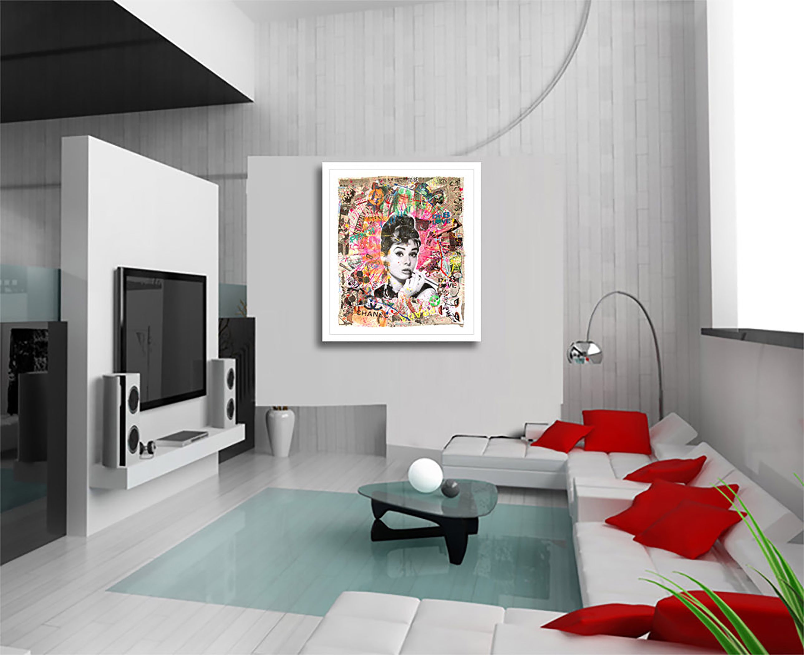 Audrey Fantasy- Original Collage Painting on Paper