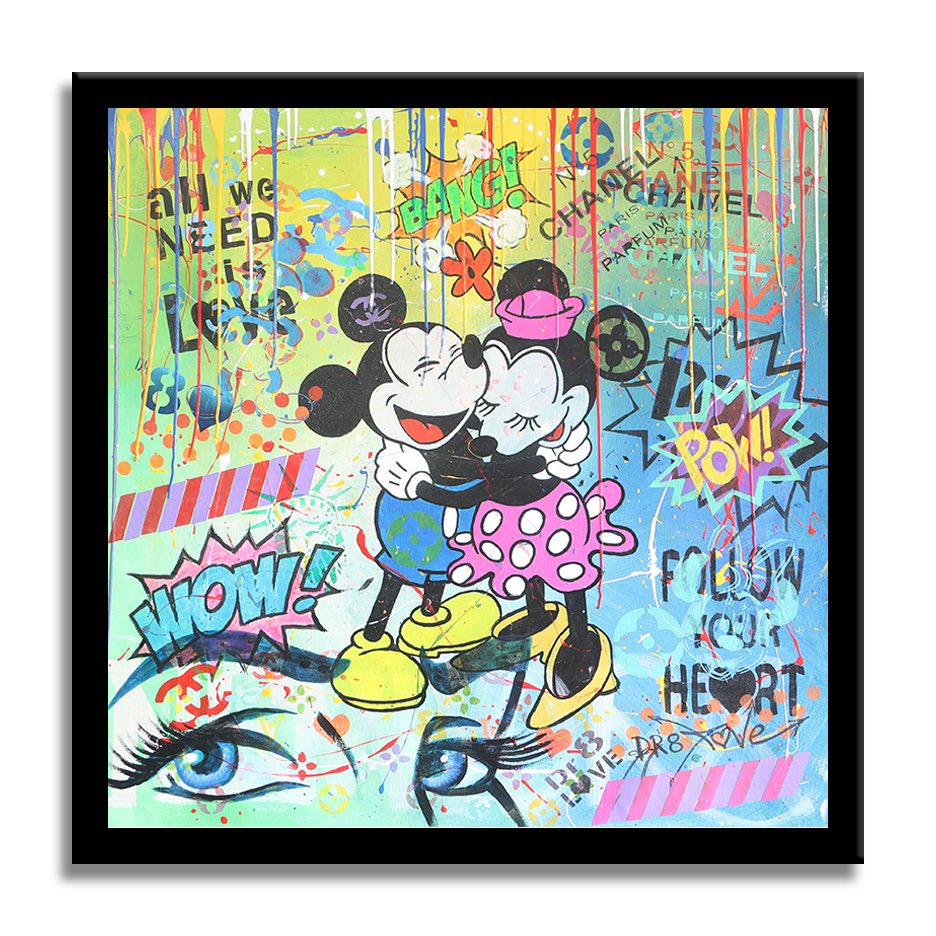 Big Hug - Mickey Minnie - Original Painting on Canvas