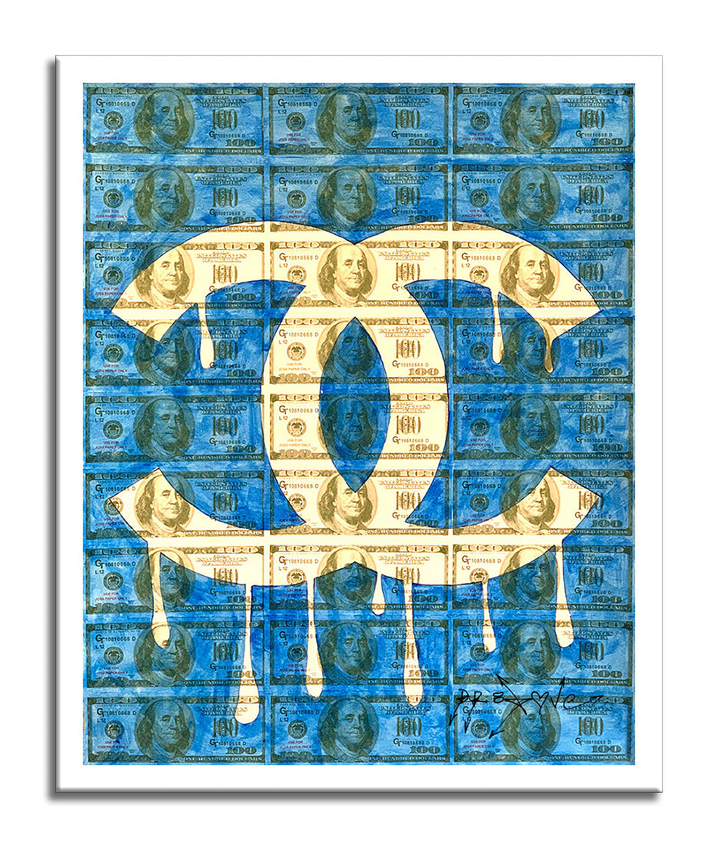 Chanel Blue- Original Collage Painting on Paper