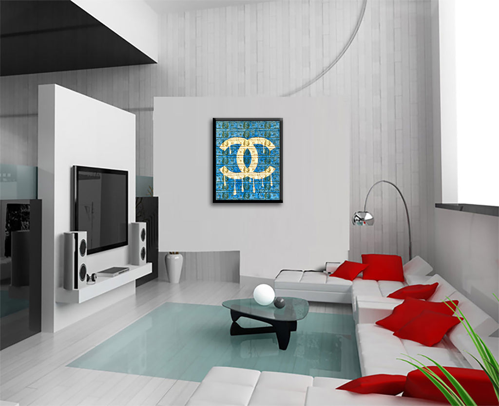 Chanel Blue- Original Collage Painting on Paper