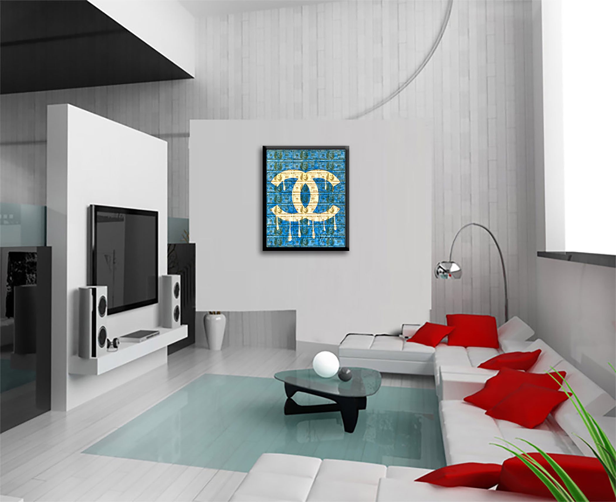 Chanel Blue- Original Collage Painting on Paper