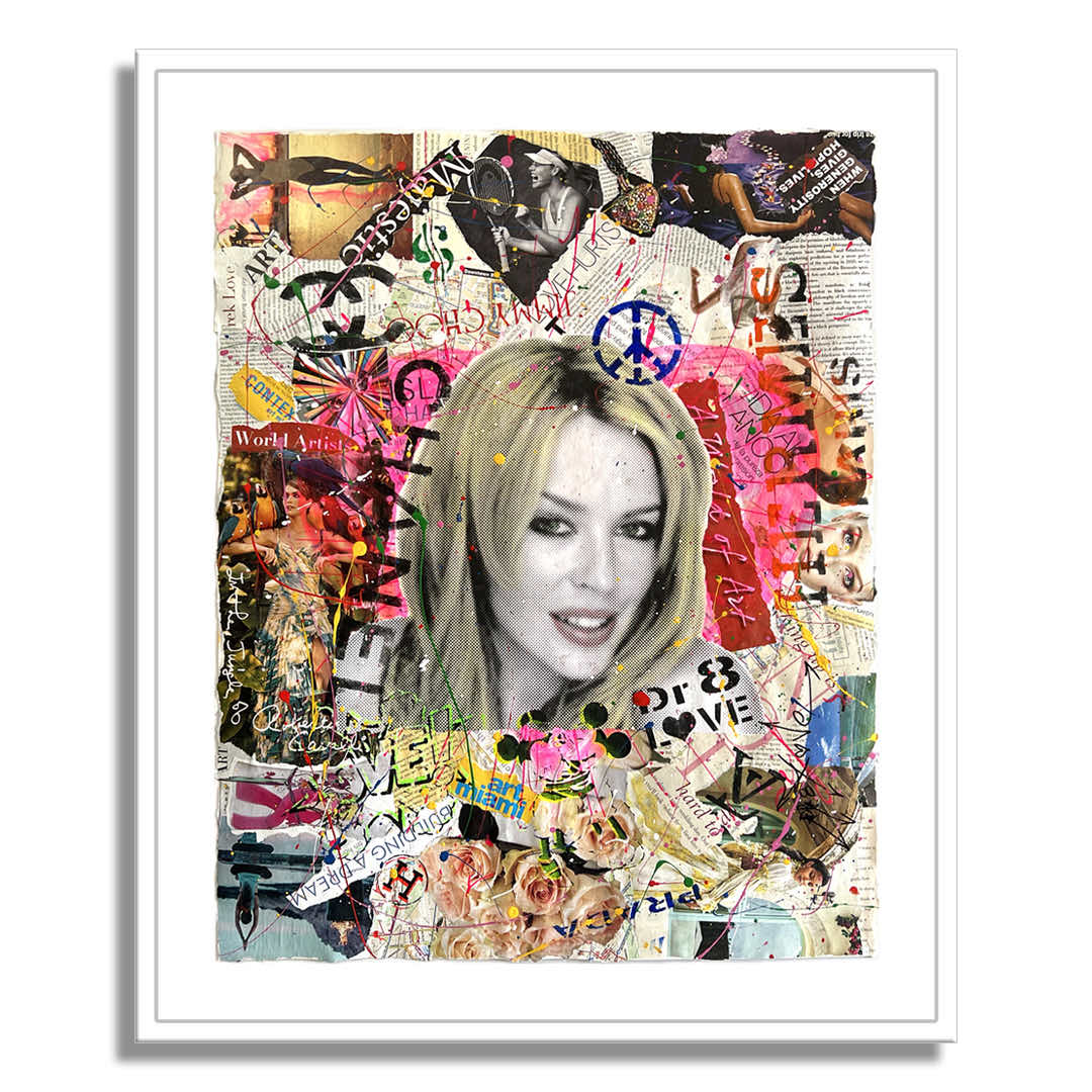 Kylie Minogue A Dream- Original Collage Painting on Paper