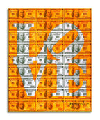 Love Neon - Orange - Original Collage Painting on Paper