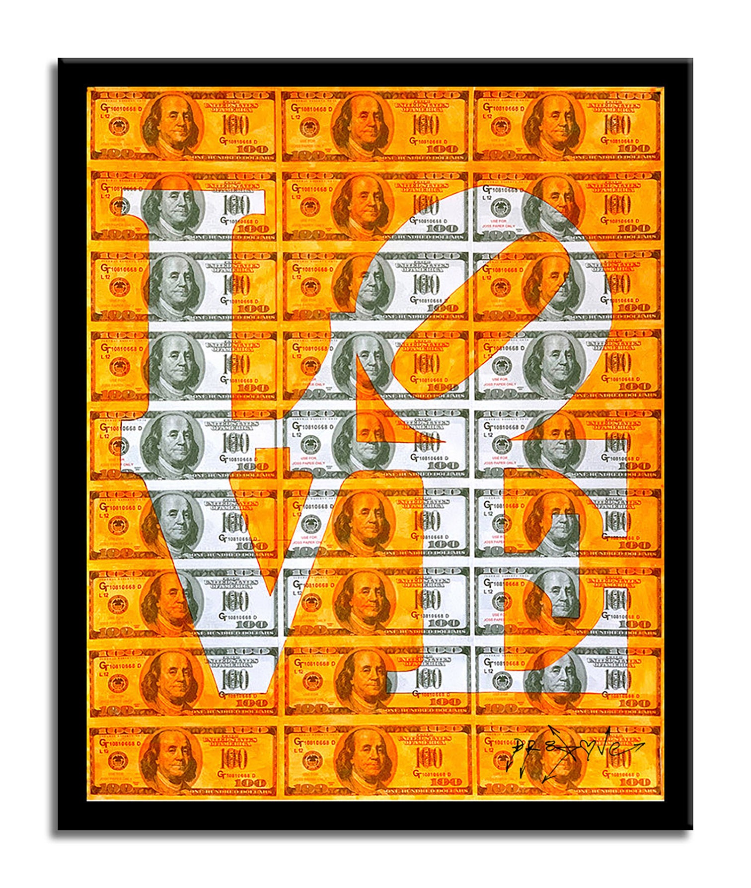 Love Neon - Orange - Original Collage Painting on Paper