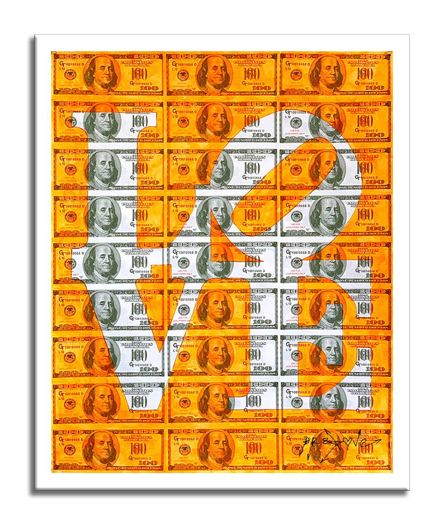 Love Neon - Orange - Original Collage Painting on Paper