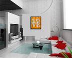 Love Neon - Orange - Original Collage Painting on Paper