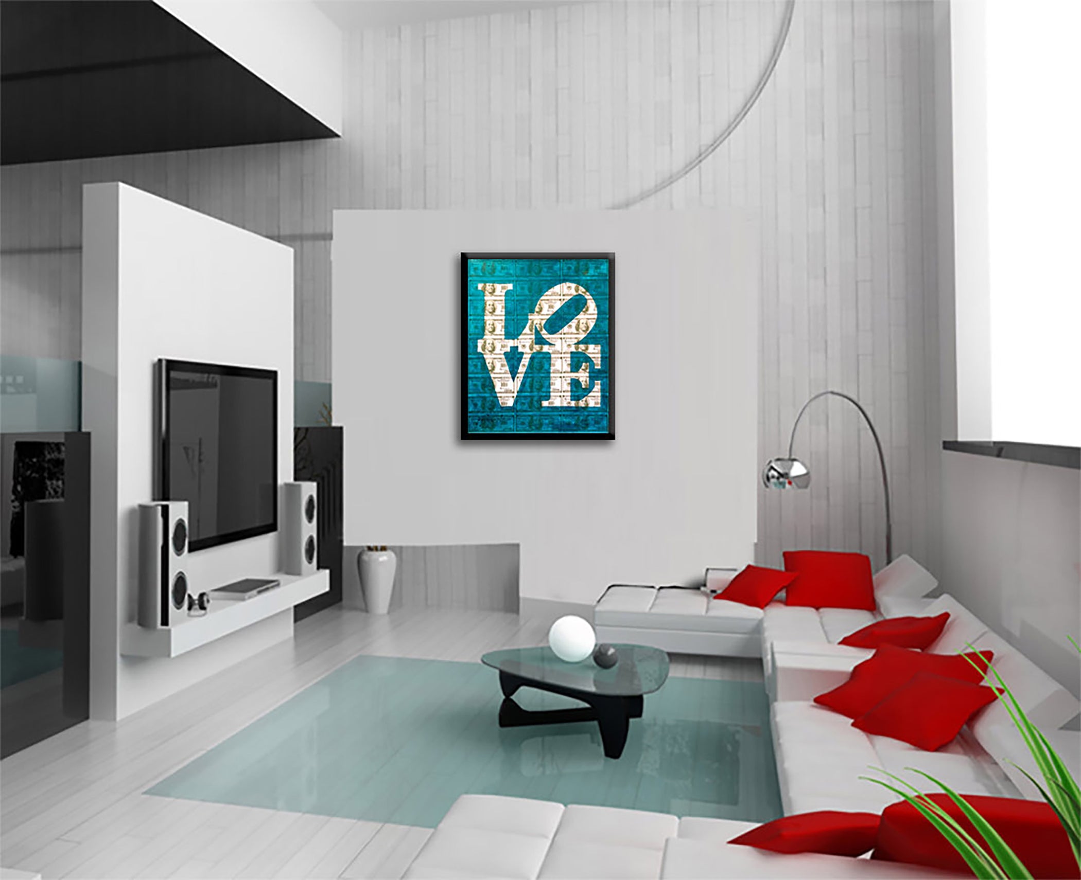 Love Blue - Original Collage Painting on Paper