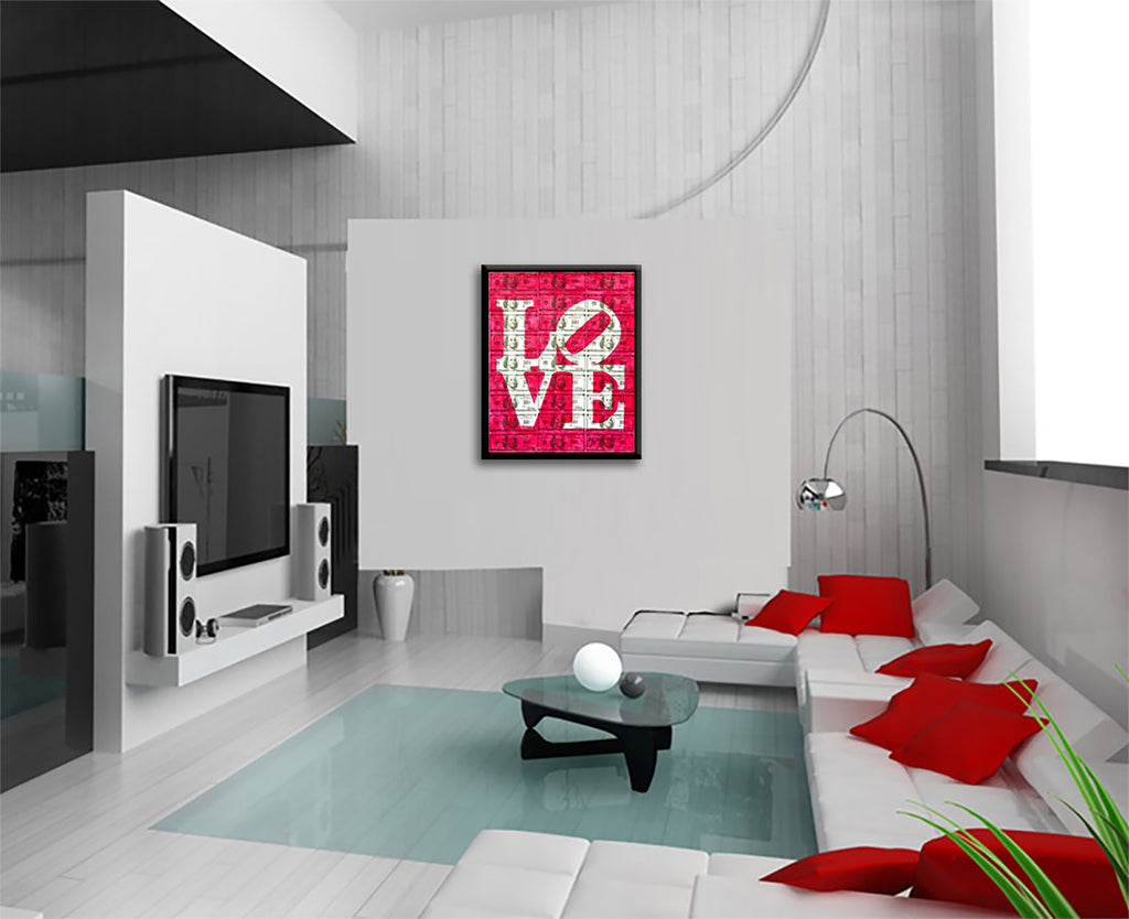 Love Red - Original Collage Painting on Paper