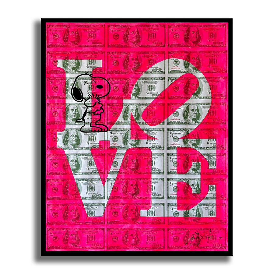 Love Dollar Snoopy - Original Collage Painting on Paper Secondary image