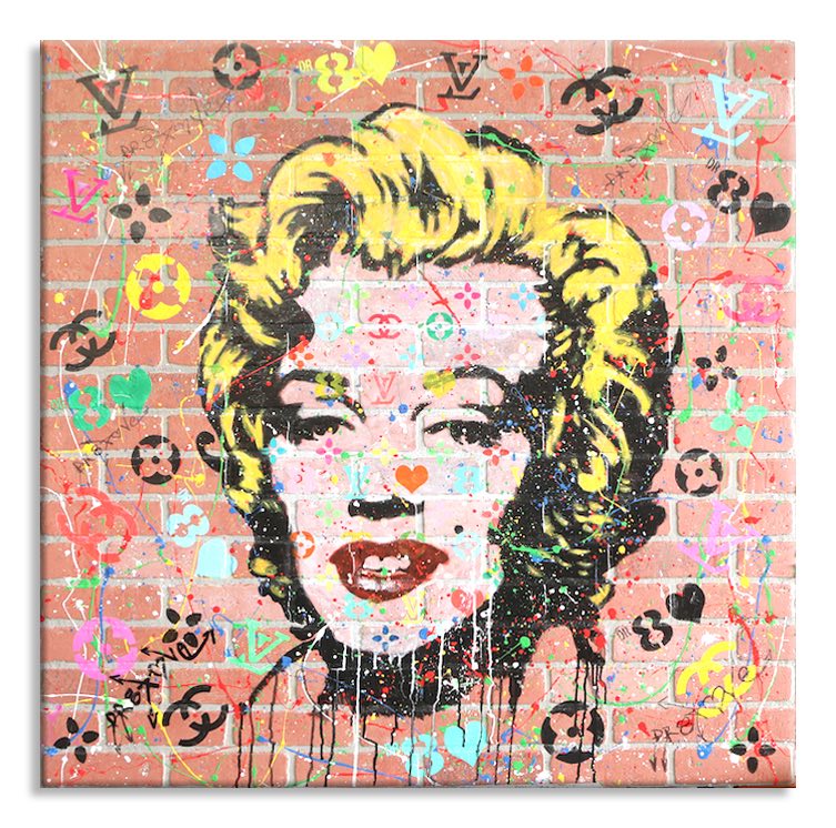 Marilyn 8 Love - Original Painting on Brick Wall Panel