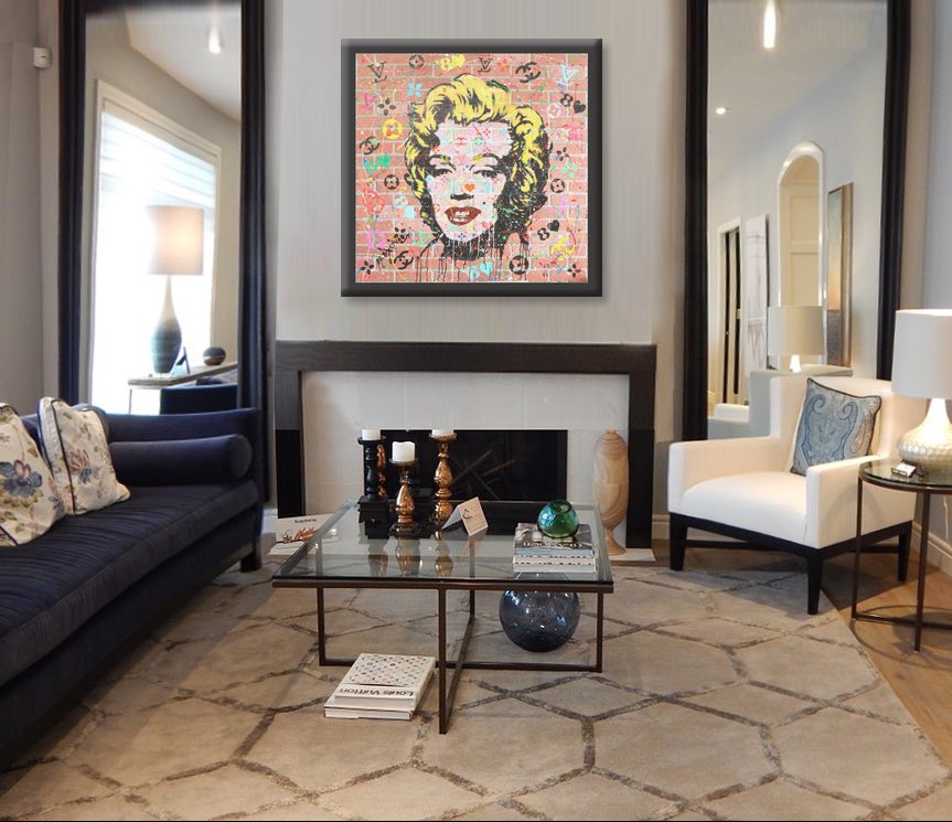 Marilyn 8 Love - Original Painting on Brick Wall Panel
