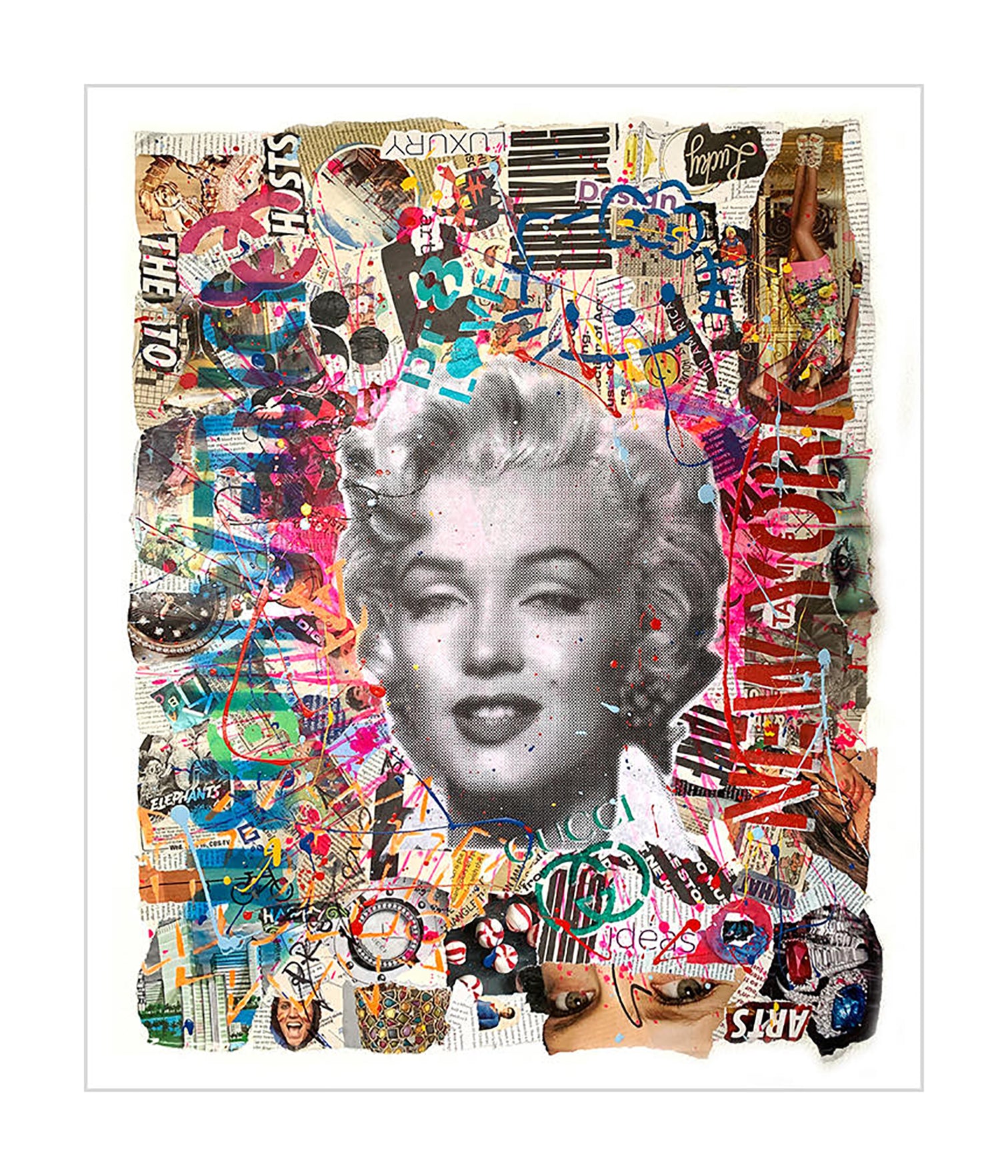 Marilyn New York - Original Collage Painting on Paper