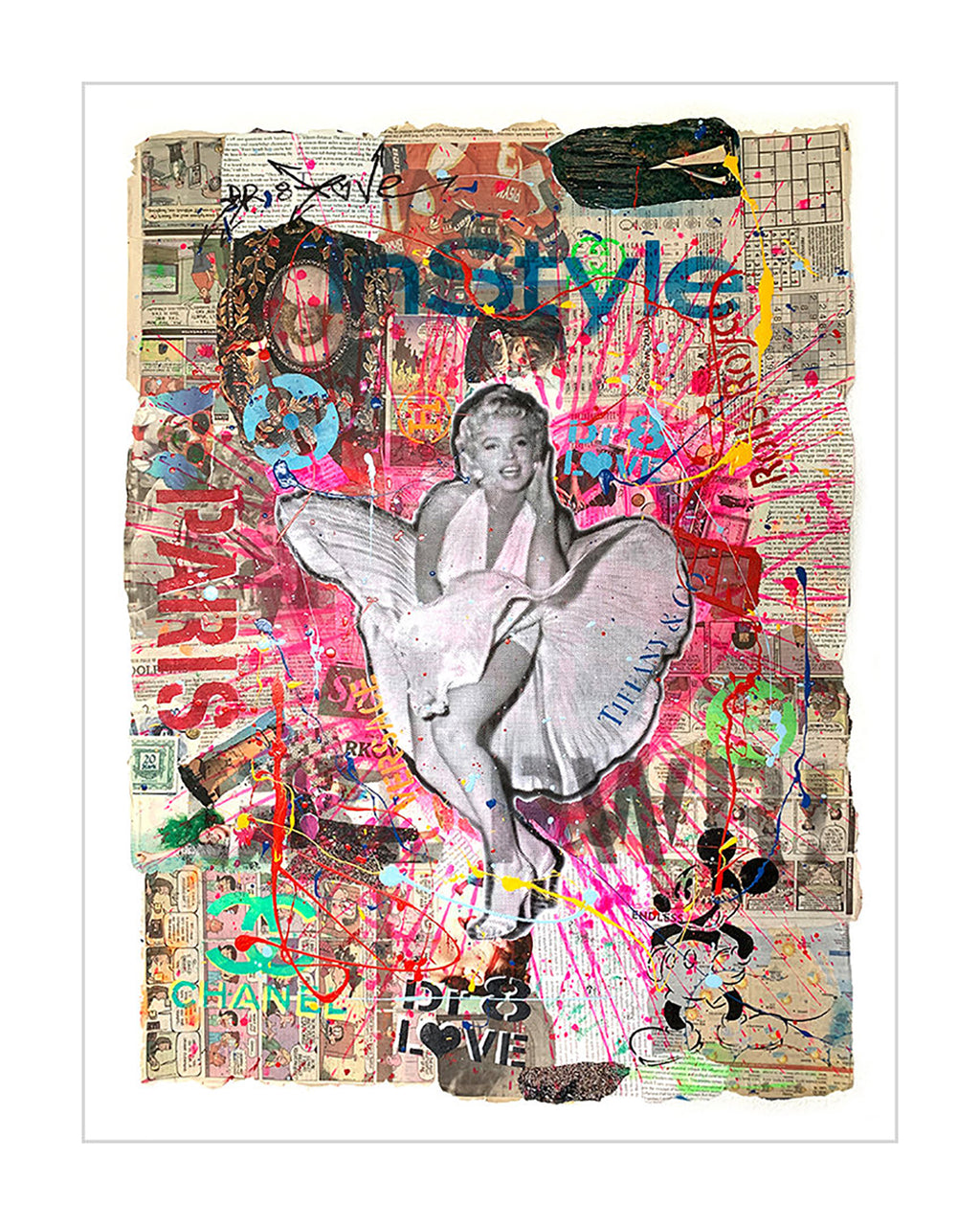 Marilyn In Style - Original Collage Painting on Paper