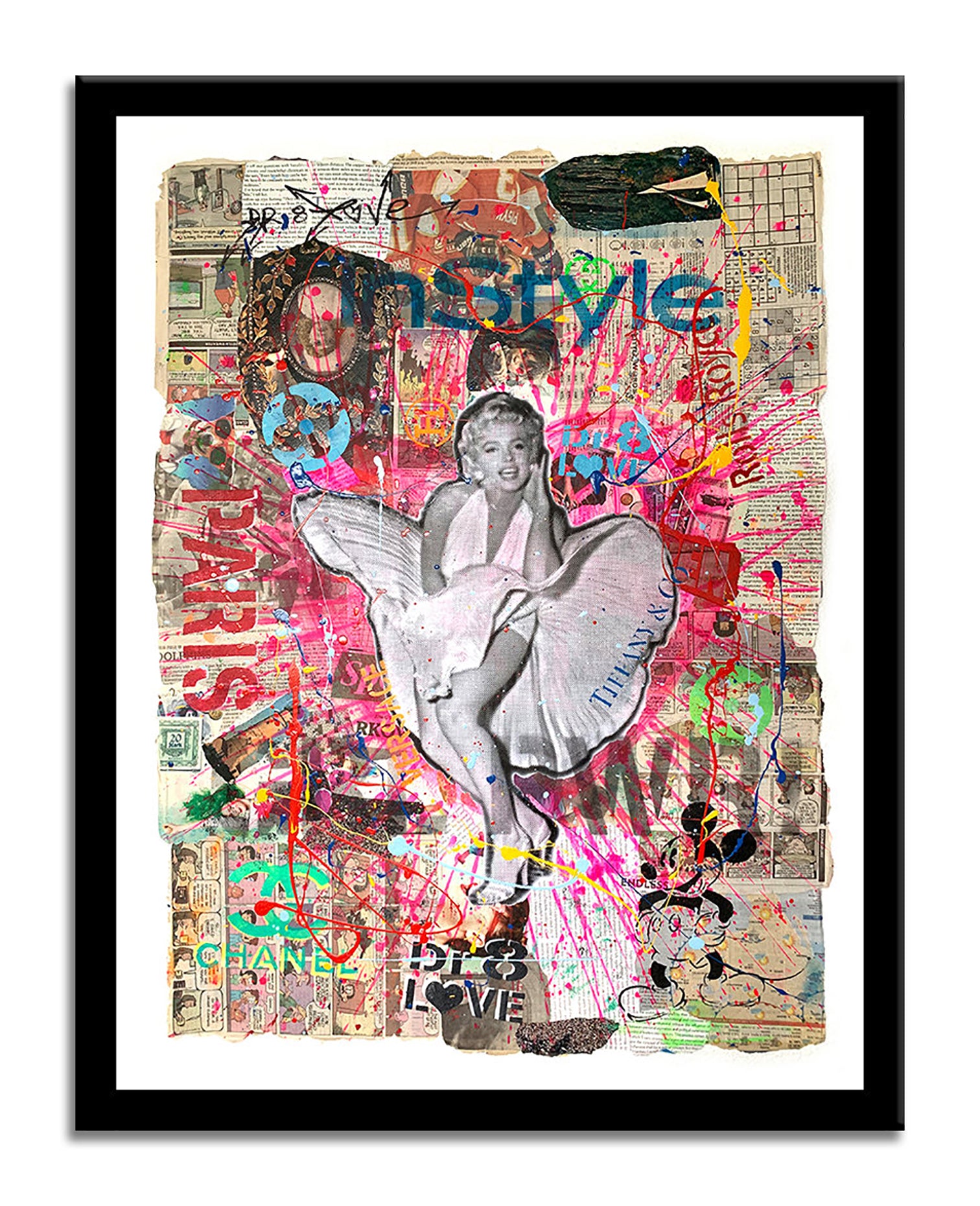 Marilyn In Style - Original Collage Painting on Paper
