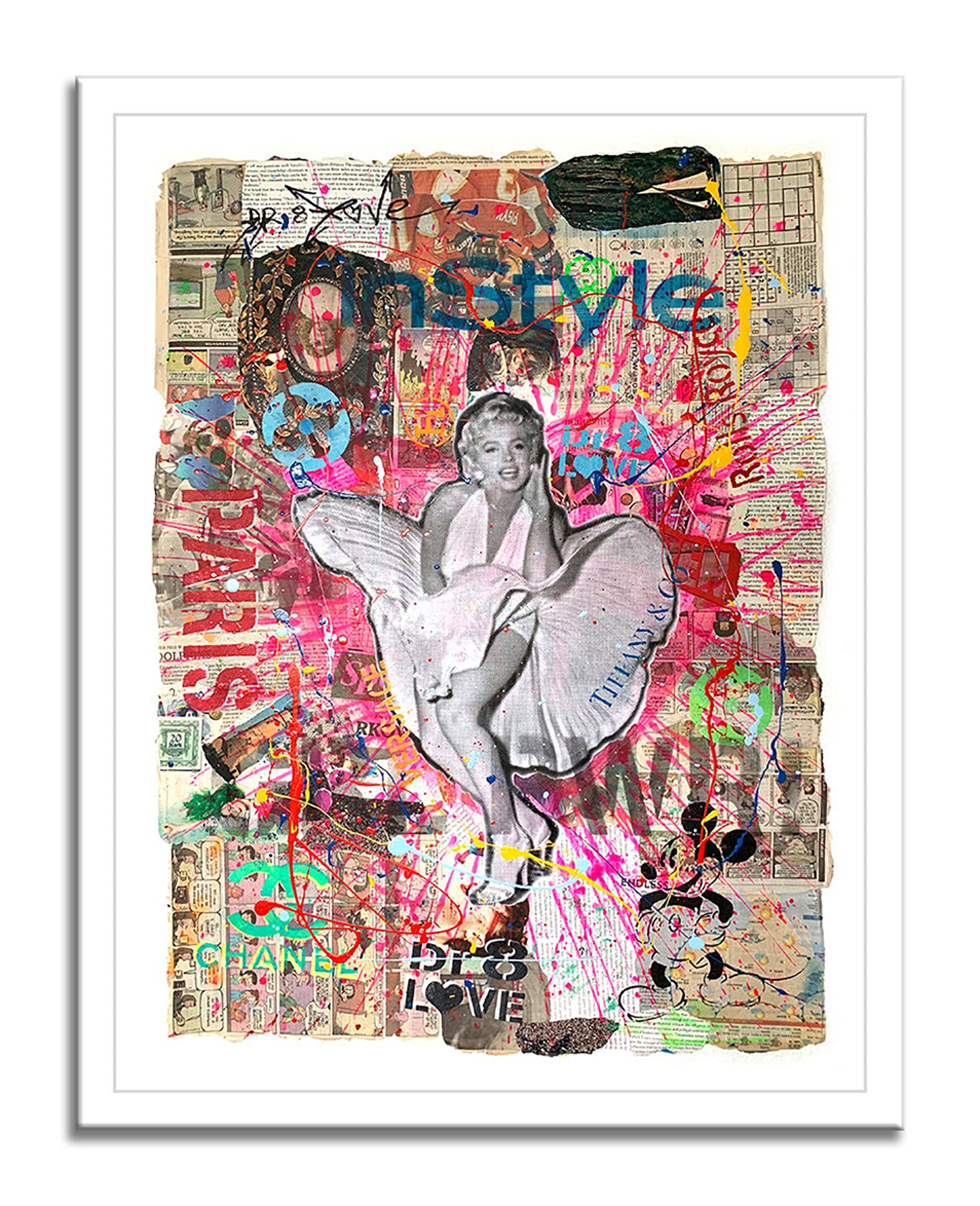 Marilyn In Style - Original Collage Painting on Paper