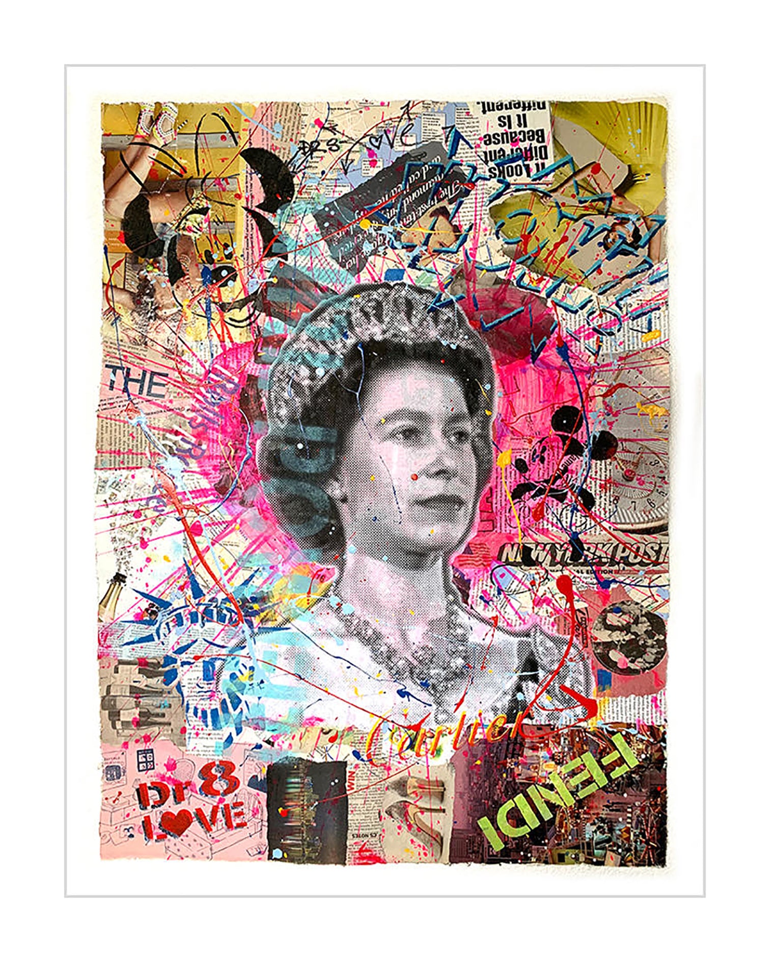 Queen Post - Original Collage Painting on Paper