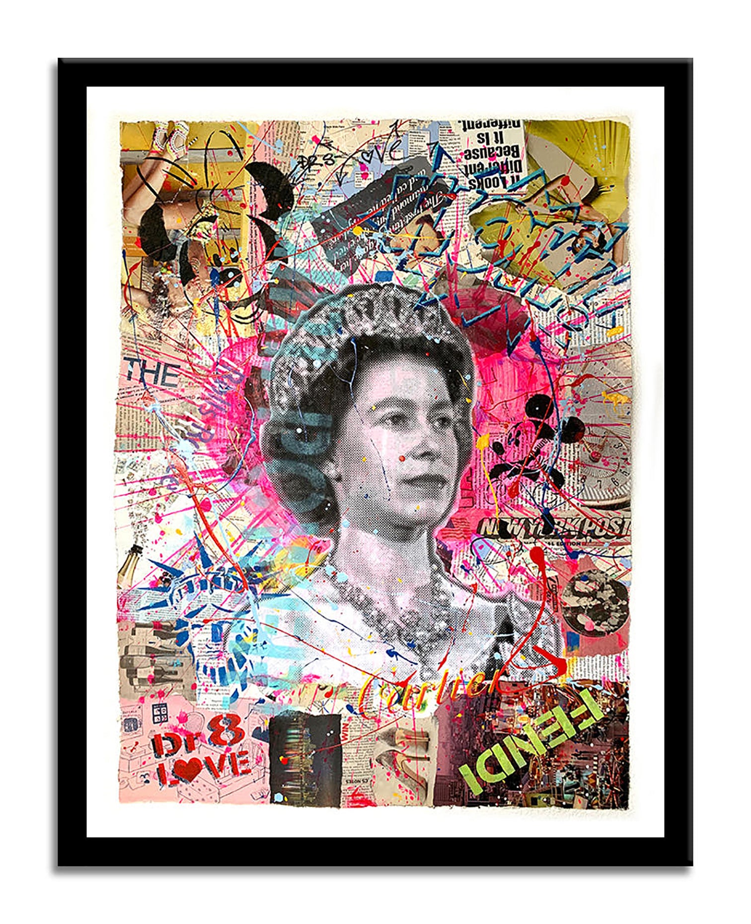 Queen Post - Original Collage Painting on Paper