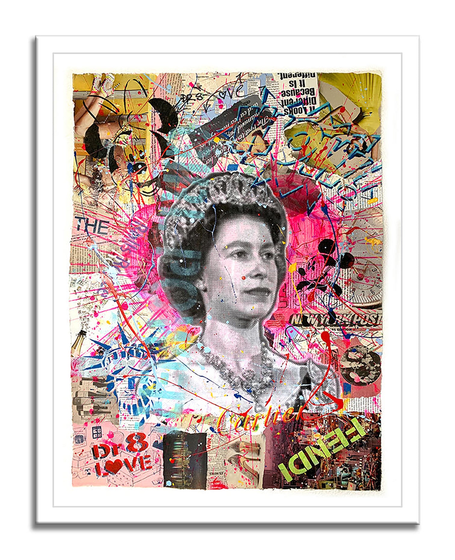 Queen Post - Original Collage Painting on Paper