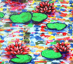 Red Water Lilies – Original Painting on canvas