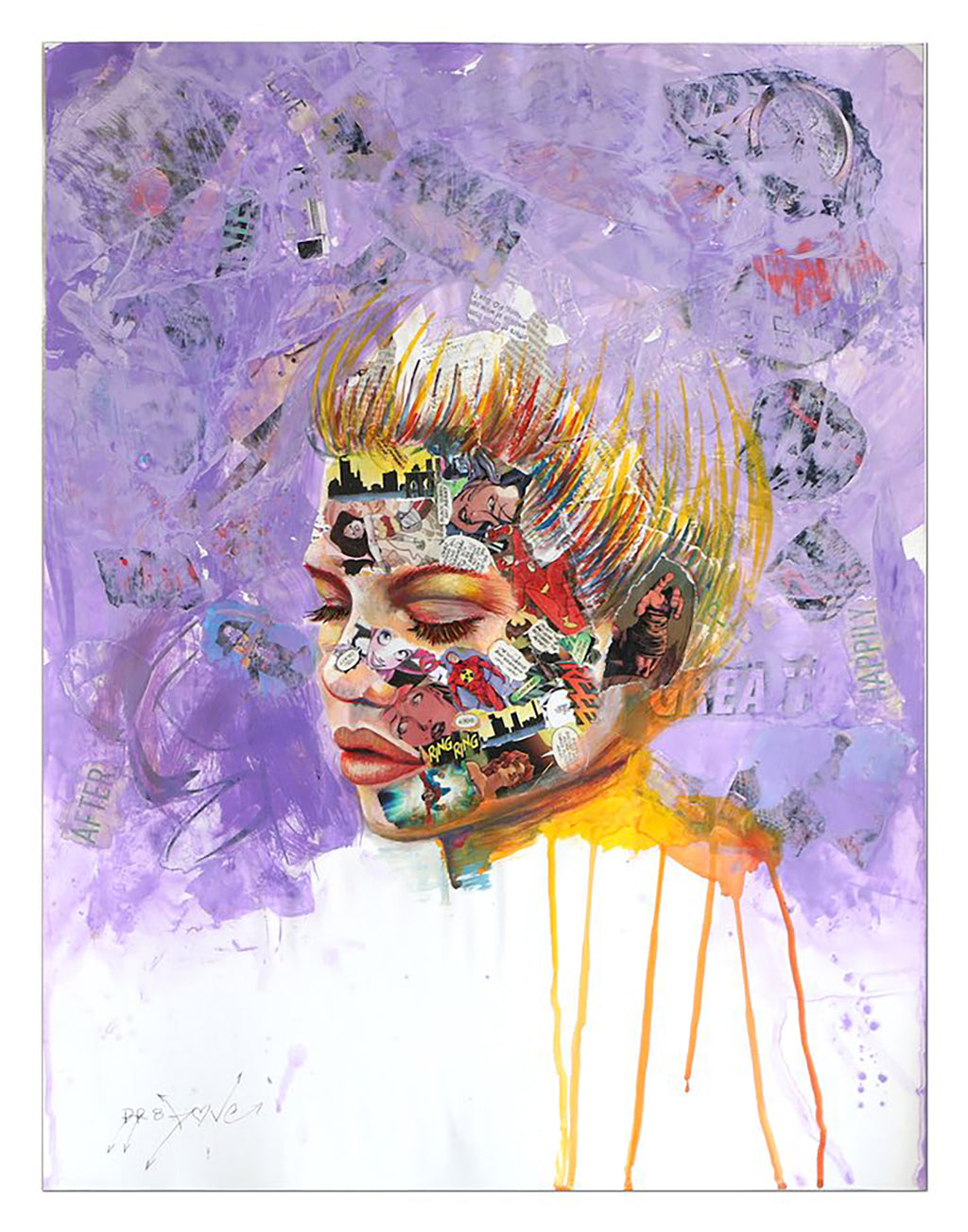Ring Ring - Original Collage Painting on Paper