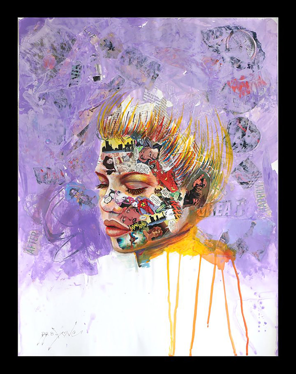 Ring Ring - Original Collage Painting on Paper