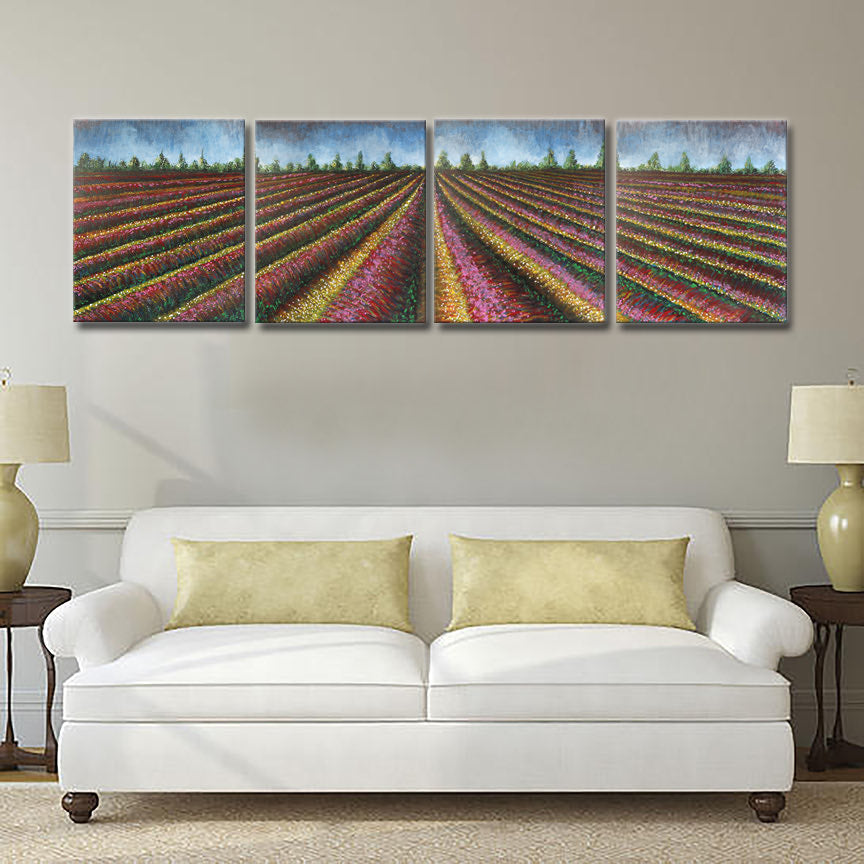Spring Tulips – Original Painting on canvas ( 4 panels)