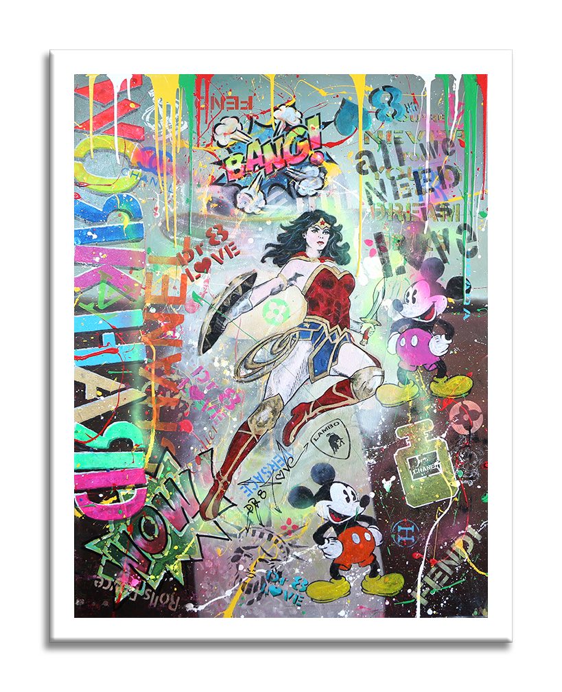 Wonder Woman Work Hard – Giclée printed on Canvas or Paper