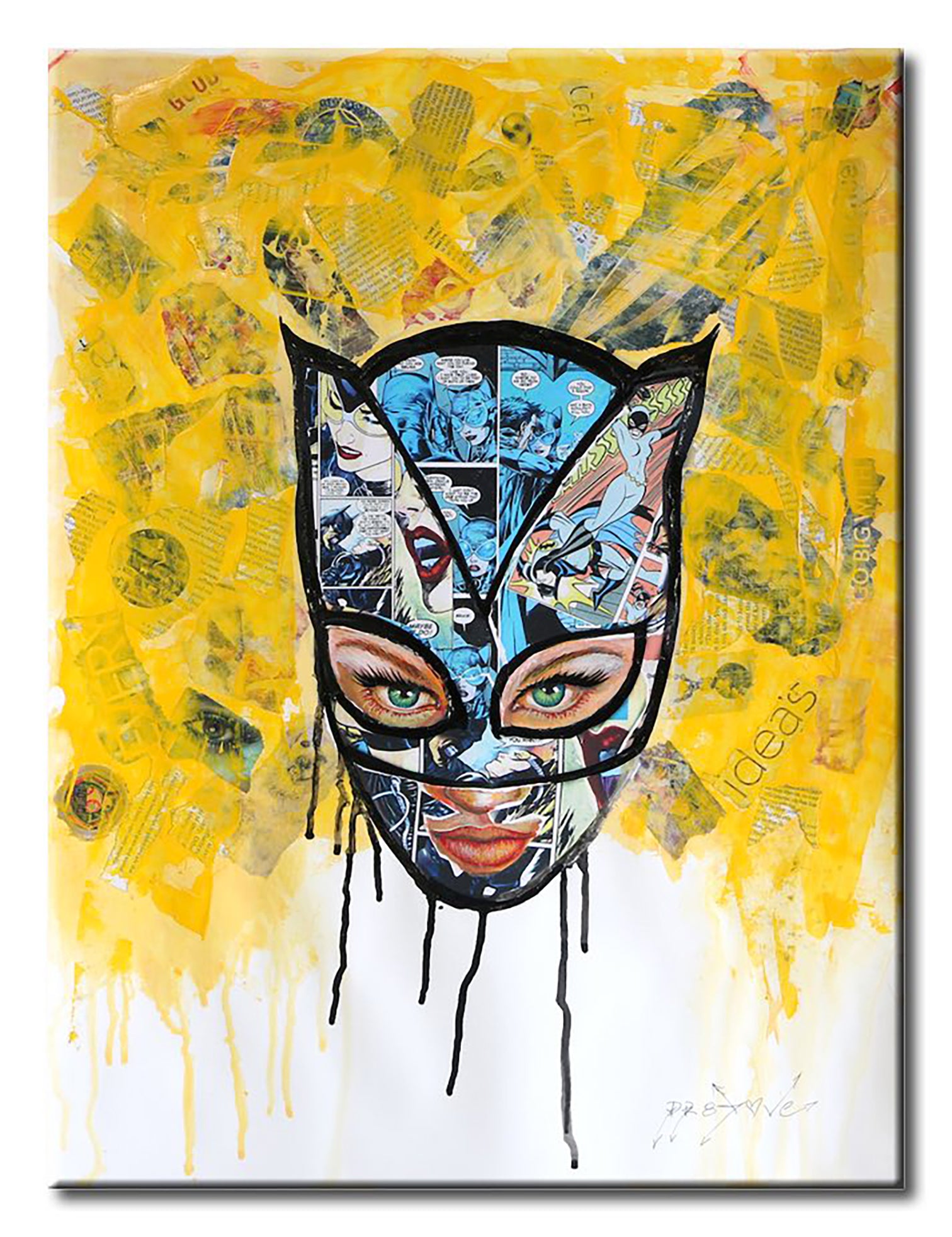 Kat Woman - Original Collage Painting on Paper