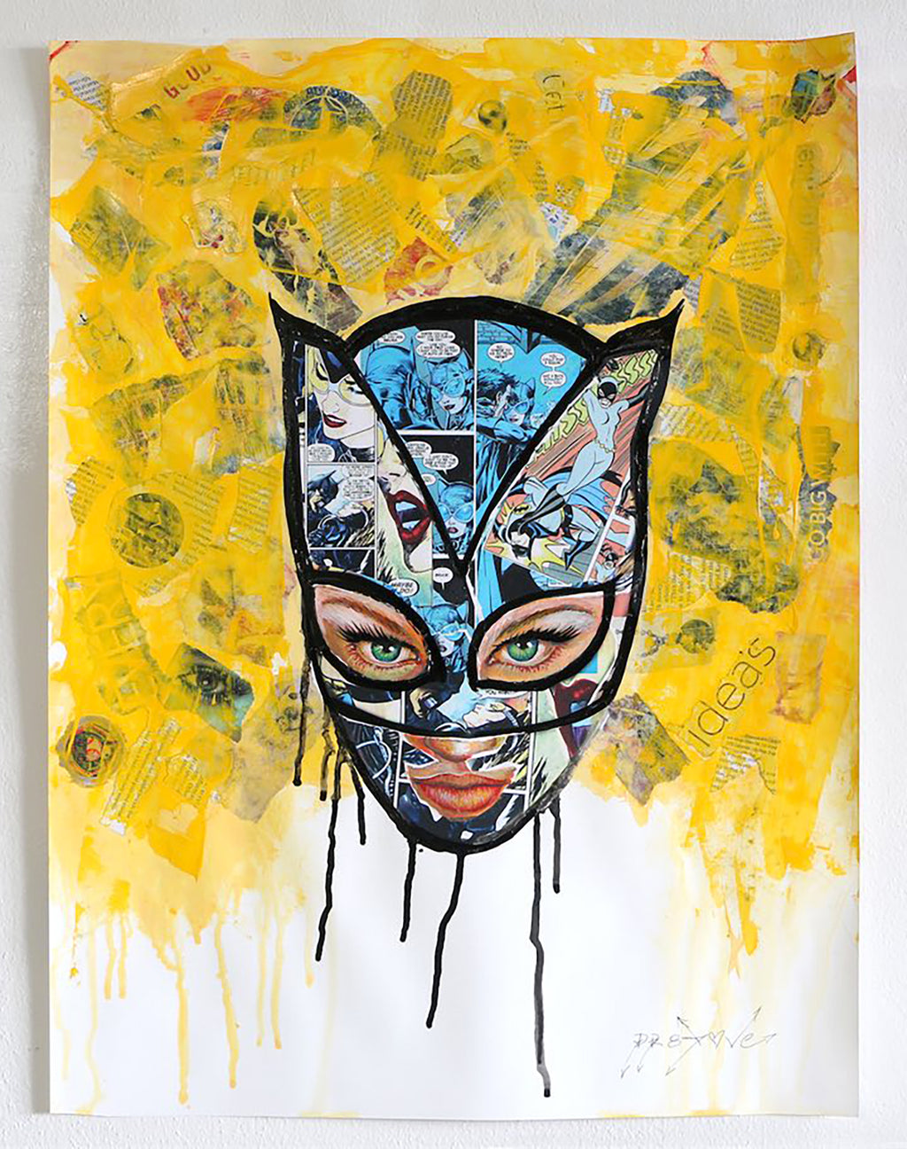 Kat Woman - Original Collage Painting on Paper