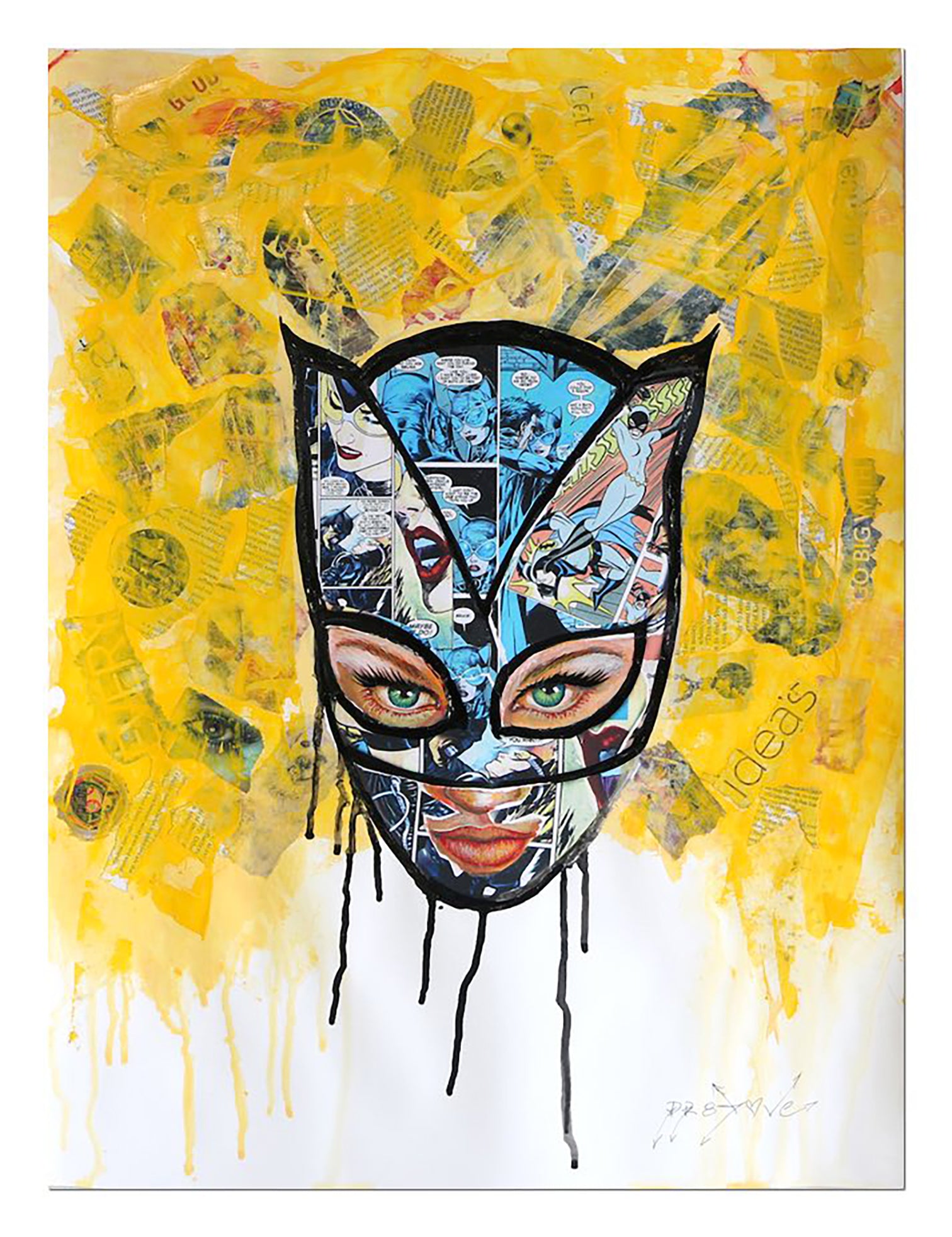 Kat Woman - Original Collage Painting on Paper